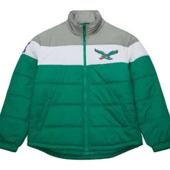 Men Mitchell & Ness Jackets & Outerwear-In The Clutch Puffer Jacket Vintage Logo Philadelphia Eagles