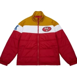 Men Mitchell & Ness Jackets & Outerwear-In The Clutch Puffer Jacket Vintage Logo San Francisco 49Ers