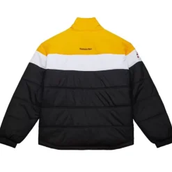 Men Mitchell & Ness Jackets & Outerwear-In The Clutch Puffer Jacket Vintage Logo Pittsburgh Steelers
