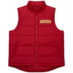 Men Mitchell & Ness Jackets & Outerwear-In The Clutch Puffer Vest Vintage Logo San Francisco 49Ers