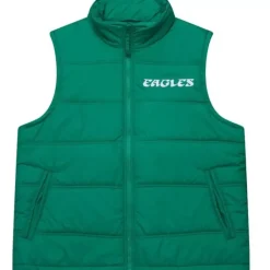 Men Mitchell & Ness Jackets & Outerwear-In The Clutch Puffer Vest Vintage Logo Philadelphia Eagles