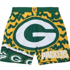 Men Mitchell & Ness Shorts-Jumbotron 2.0 Sublimated Shorts Green Bay Packers