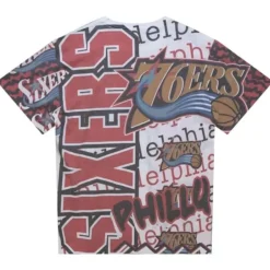 Men Mitchell & Ness T-Shirts & Tops-Jumbotron 2.0 Sublimated Ss Tee Philadelphia 76Ers