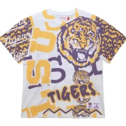 Men Mitchell & Ness T-Shirts & Tops-Jumbotron 2.0 Sublimated Ss Tee Louisiana State University