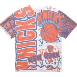 Men Mitchell & Ness T-Shirts & Tops-Jumbotron 2.0 Sublimated Ss Tee New York Knicks