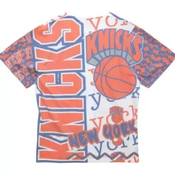 Men Mitchell & Ness T-Shirts & Tops-Jumbotron 2.0 Sublimated Ss Tee New York Knicks