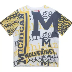 Men Mitchell & Ness T-Shirts & Tops-Jumbotron 2.0 Sublimated Ss Tee University Of Michigan