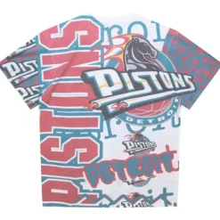 Men Mitchell & Ness T-Shirts & Tops-Jumbotron 2.0 Sublimated Ss Tee Detroit Pistons