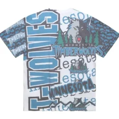Men Mitchell & Ness T-Shirts & Tops-Jumbotron 2.0 Sublimated Ss Tee Minnesota Timberwolves