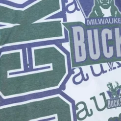 Men Mitchell & Ness T-Shirts & Tops-Jumbotron 2.0 Sublimated Ss Tee Milwaukee Bucks
