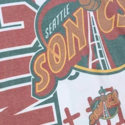 Men Mitchell & Ness T-Shirts & Tops-Jumbotron 2.0 Sublimated Ss Tee Seattle Supersonics