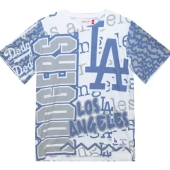Men Mitchell & Ness T-Shirts & Tops-Jumbotron 2.0 Sublimated Ss Tee Los Angeles Dodgers