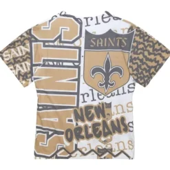 Men Mitchell & Ness T-Shirts & Tops-Jumbotron 2.0 Sublimated Ss Tee New Orleans Saints