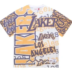 Men Mitchell & Ness T-Shirts & Tops-Jumbotron 2.0 Sublimated Ss Tee Los Angeles Lakers