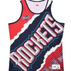 Men Mitchell & Ness T-Shirts & Tops-Jumbotron 2.0 Sublimated Tank Houston Rockets