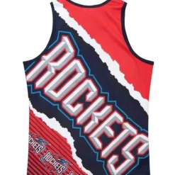 Men Mitchell & Ness T-Shirts & Tops-Jumbotron 2.0 Sublimated Tank Houston Rockets