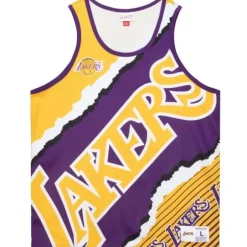 Men Mitchell & Ness T-Shirts & Tops-Jumbotron 2.0 Sublimated Tank Los Angeles Lakers