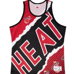 Men Mitchell & Ness T-Shirts & Tops-Jumbotron 2.0 Sublimated Tank Miami Heat