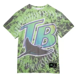 Men Mitchell & Ness T-Shirts & Tops-Jumbotron Sublimated Tee Tampa Bay Rays