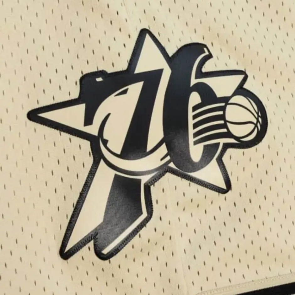 Men Mitchell & Ness Shorts-Khaki Black Swingman Philadelphia 76Ers 2000-01 Shorts