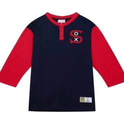 Men Mitchell & Ness T-Shirts & Tops-Legendary Slub Henley Chicago White Sox