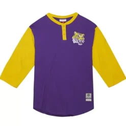 Men Mitchell & Ness T-Shirts & Tops-Legendary Slub Henley Louisiana State University