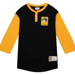 Men Mitchell & Ness T-Shirts & Tops-Legendary Slub Henley Pittsburgh Pirates
