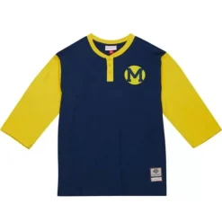 Men Mitchell & Ness T-Shirts & Tops-Legendary Slub Henley University Of Michigan