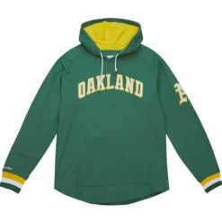 Men Mitchell & Ness T-Shirts & Tops-Legendary Slub Long Sleeve Hoodie Oakland Athletics