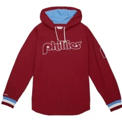 Men Mitchell & Ness T-Shirts & Tops-Legendary Slub Long Sleeve Hoodie Philadelphia Phillies