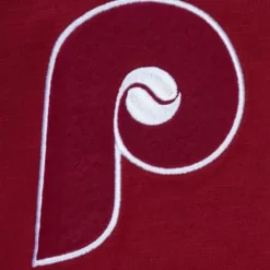 Men Mitchell & Ness T-Shirts & Tops-Legendary Slub Long Sleeve Hoodie Philadelphia Phillies