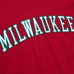 Men Mitchell & Ness T-Shirts & Tops-Legendary Slub Long Sleeve Hoodie Milwaukee Bucks