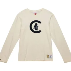 Men Mitchell & Ness T-Shirts & Tops-Legendary Slub Longsleeve Chicago Cubs
