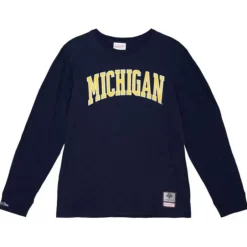 Men Mitchell & Ness T-Shirts & Tops-Legendary Slub Longsleeve University Of Michigan