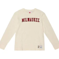 Men Mitchell & Ness T-Shirts & Tops-Legendary Slub Longsleeve Milwaukee Bucks