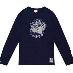 Men Mitchell & Ness T-Shirts & Tops-Legendary Slub Longsleeve Georgetown University