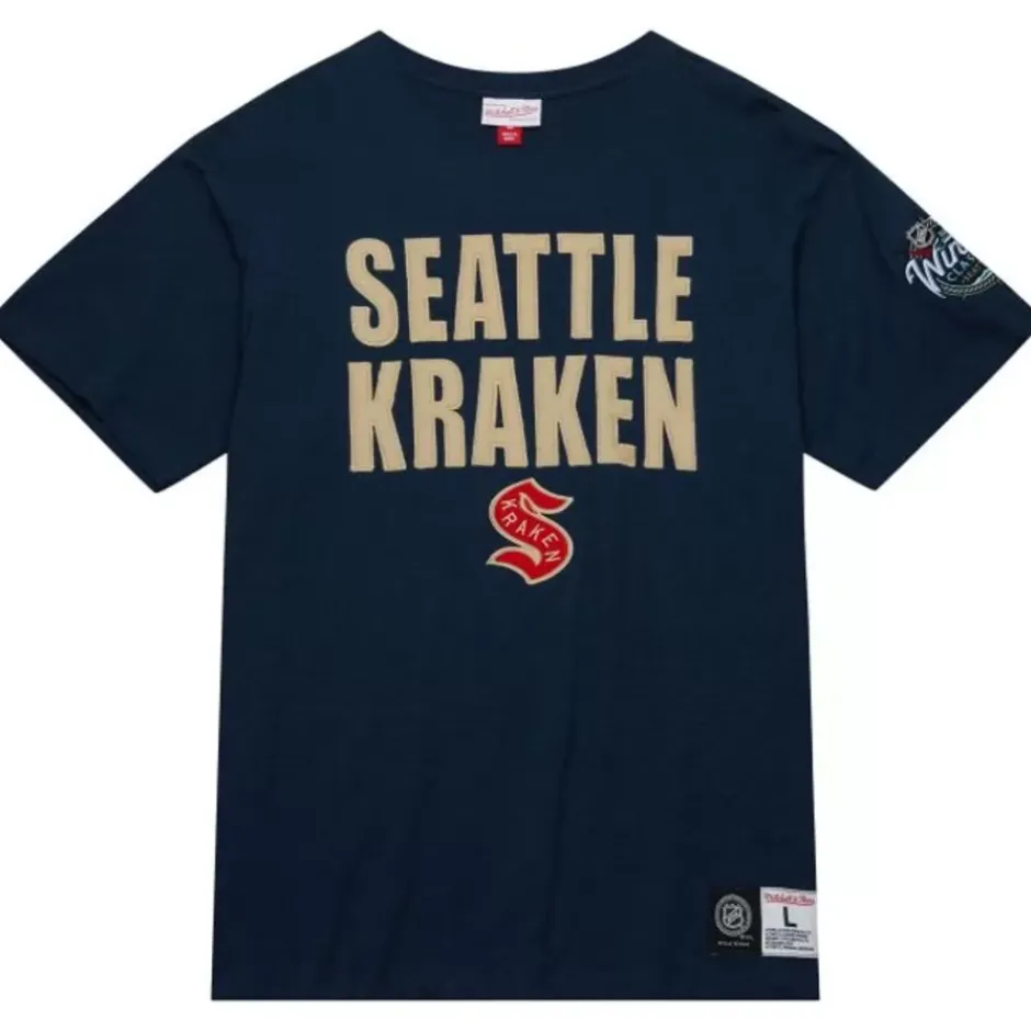Men Mitchell & Ness T-Shirts & Tops-Legendary Slub Ss Tee Current Logo Seattle Kraken