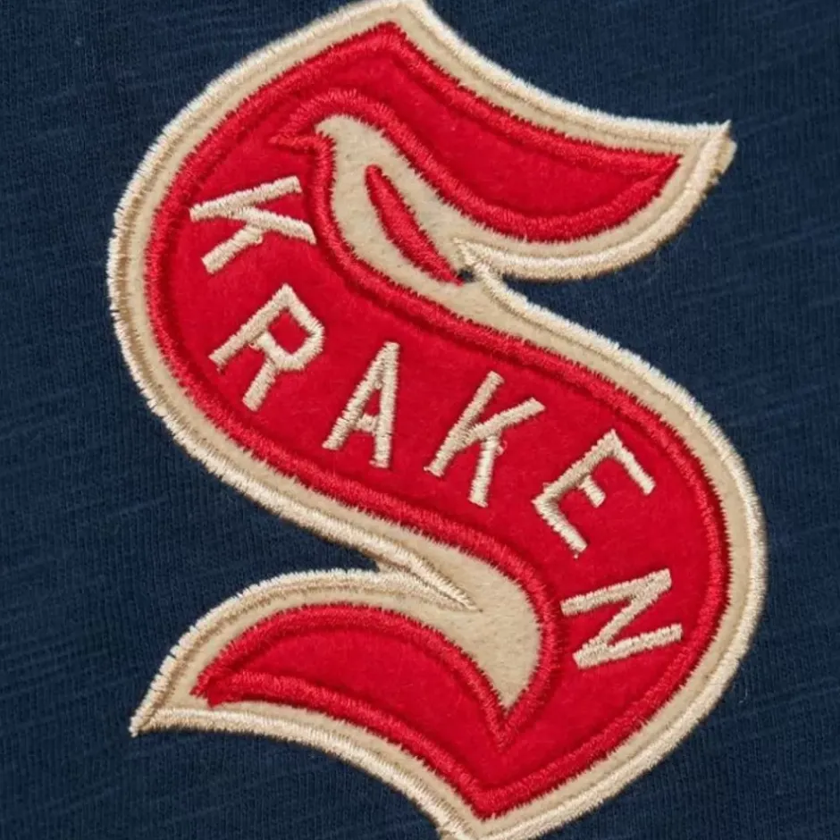 Men Mitchell & Ness T-Shirts & Tops-Legendary Slub Ss Tee Current Logo Seattle Kraken