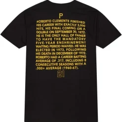Men Mitchell & Ness T-Shirts & Tops-Legends Portriat Tee Pittsburgh Pirates Roberto Clemente