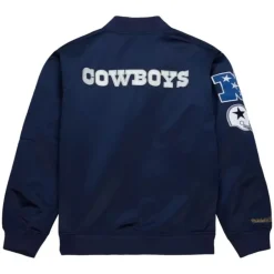 Men Mitchell & Ness Jackets & Outerwear-Lightweight Satin Bomber Vintage Logo Dallas Cowboys