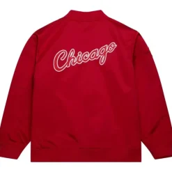 Men Mitchell & Ness Jackets & Outerwear-Lightweight Satin Bomber Vintage Logo Chicago Bulls