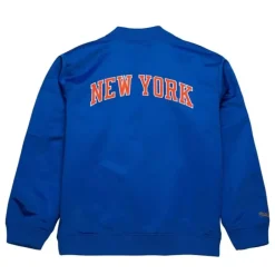Men Mitchell & Ness Jackets & Outerwear-Lightweight Satin Bomber Vintage Logo New York Knicks