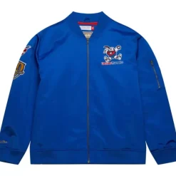 Men Mitchell & Ness Jackets & Outerwear-Lightweight Satin Bomber Vintage Logo Denver Nuggets