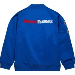 Men Mitchell & Ness Jackets & Outerwear-Lightweight Satin Bomber Vintage Logo Denver Nuggets