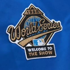 Men Mitchell & Ness Jackets & Outerwear-Lightweight Satin Bomber Vintage Logo Atlanta Braves