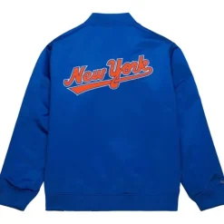 Men Mitchell & Ness Jackets & Outerwear-Lightweight Satin Bomber Vintage Logo New York Mets