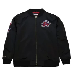 Men Mitchell & Ness Jackets & Outerwear-Lightweight Satin Bomber Vintage Logo Toronto Raptors