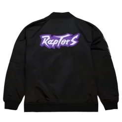 Men Mitchell & Ness Jackets & Outerwear-Lightweight Satin Bomber Vintage Logo Toronto Raptors