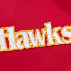 Men Mitchell & Ness Jackets & Outerwear-Lightweight Satin Bomber Vintage Logo Atlanta Hawks