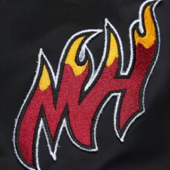 Men Mitchell & Ness Jackets & Outerwear-Lightweight Satin Bomber Vintage Logo Miami Heat